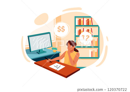 Girl thinking about startup idea 120370722