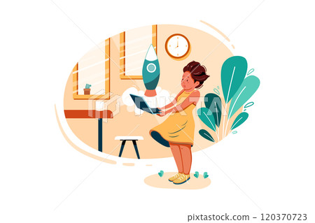 Businesswoman launches rocket from a laptop 120370723