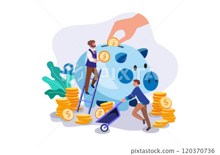 Businessman saving his profit 120370736
