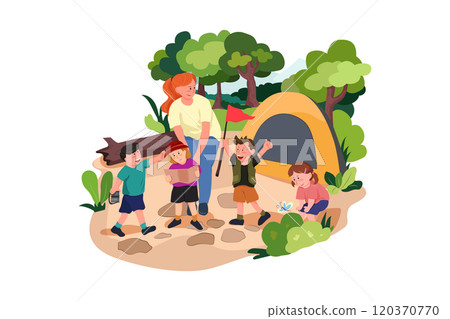 Children camping out in the park 120370770