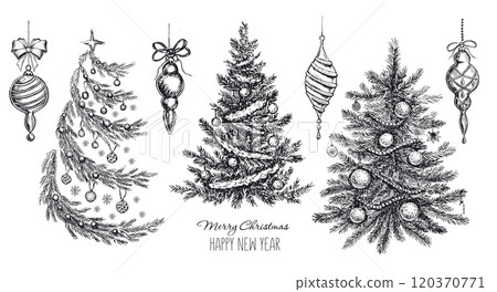 christmas, christmas tree, vector 120370771