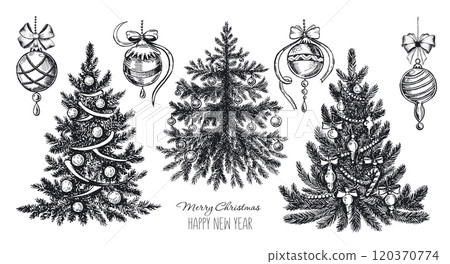 christmas, christmas tree, vector 120370774