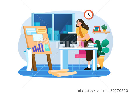 Female employee working on project 120370830