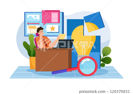 Businessman brainstorming about startup 120370831