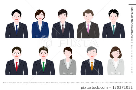 Business illustration of Japanese and American people wearing suits_Female and male politician icons Business illustration of Japanese and American people wearing suits_Female and male politician icons 120371031