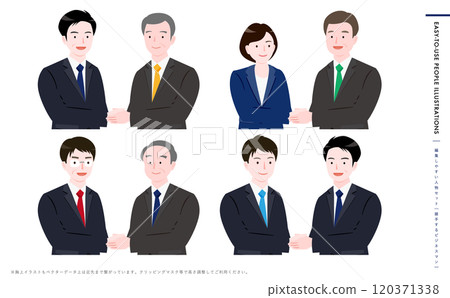 身穿西裝的男女握手的商業場景圖示插圖_政客、日本人、亞洲人 120371338