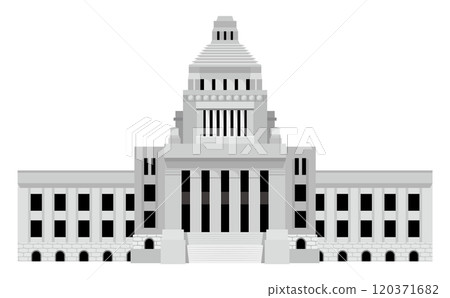 Simple building of the Japanese Diet Building Vector illustration_Scenery from in front of the Diet Building_Symbol of politics, economy, etc. 120371682