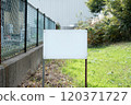 White signboard and green background 120371727
