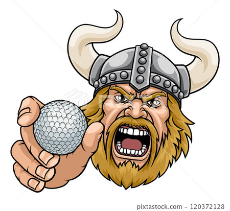 Viking Golf Ball Sports Team Mascot Man Viking Golf Ball Sports Team Mascot Man 120372128