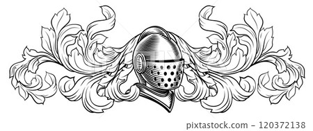 Coat of Arms Crest Knight Helmet Heraldry Design Coat of Arms Crest Knight Helmet Heraldry Design 120372138