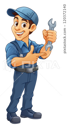 Mechanic Plumber Wrench Spanner Handyman Man Mechanic Plumber Wrench Spanner Handyman Man 120372140