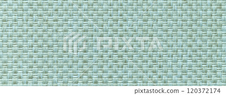 Texture light cyan background from woven textile with wicker pattern, macro. Structure vintage mint fabric Texture light cyan background from woven textile with wicker pattern, macro. Structure vintage mint fabric 120372174