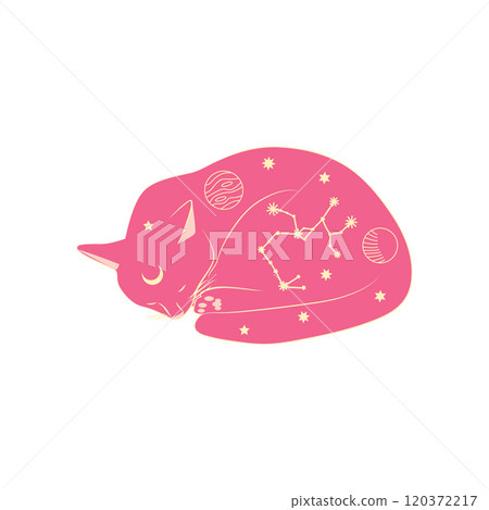 Mystical cats in boho style, silhouette collection. Esotericism and mysticism, occultism. Cartoon flat vector 120372217