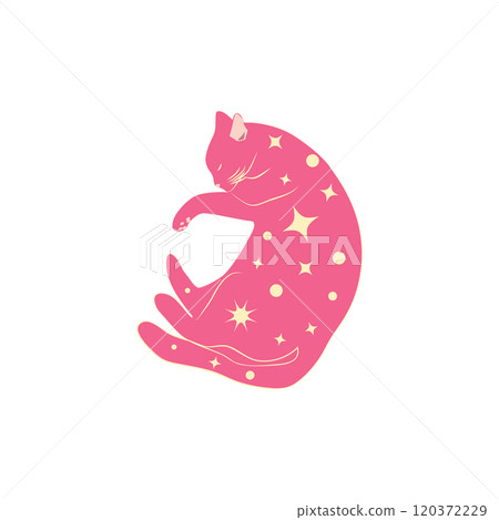 Mystical cats in boho style, silhouette collection. Esotericism and mysticism, occultism. Cartoon flat vector Mystical cats in boho style, silhouette collection. Esotericism and mysticism, occultism. Cartoon flat vector 120372229