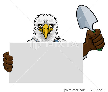 Gardener Eagle Bird Cartoon Handyman Tool Mascot 120372233