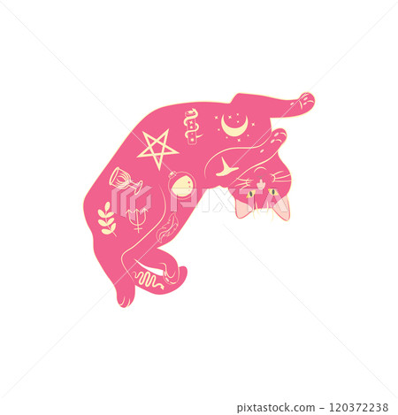 Mystical cats in boho style, silhouette collection. Esotericism and mysticism, occultism. Cartoon flat vector 120372238