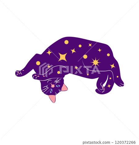 Mystical cats in boho style, silhouette collection. Esotericism and mysticism, occultism. Cartoon flat vector 120372266