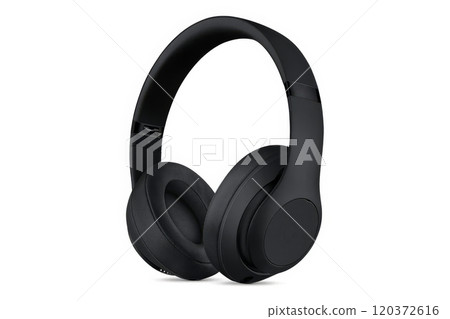 Black wireless headphone isolated on white background 120372616