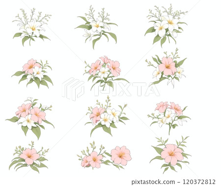 AI生成的花剪貼畫素材 120372812