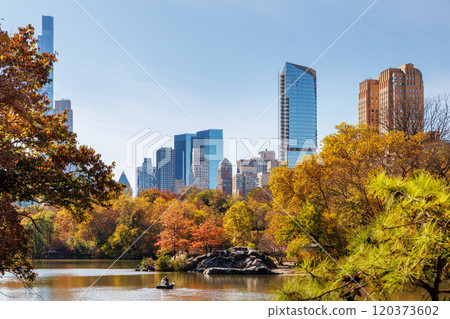 Central Park in New York City on a sunny autumn 120373602