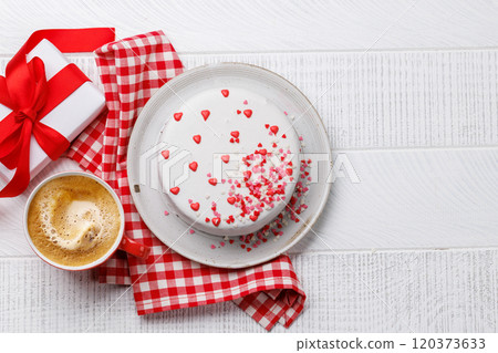 Cake with Heart Decor: Sweet Treat for Celebrations 120373633