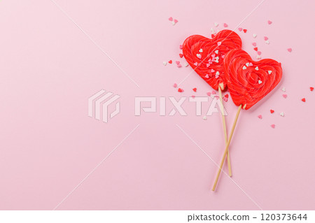 Heart shaped lollipops. Love sweets 120373644