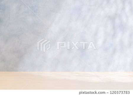 Template with empty table and wall with natural shadow and sunny glare Template with empty table and wall with natural shadow and sunny glare 120373783