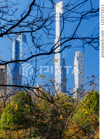 Central Park in New York City on a sunny autumn 120373813