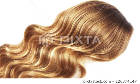 Curly blond hair isolated on white background. AI-generated item 120374147
