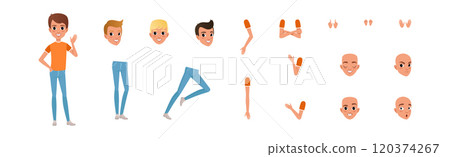 Teen Boy Character Creation with Body Part Vector Set Teen Boy Character Creation with Body Part Vector Set 120374267
