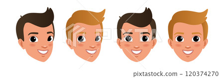 Teen Boy Face Head with Different Emotion Vector Set 120374270