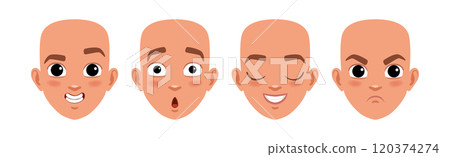 Teen Boy Face Head with Different Emotion Vector Set Teen Boy Face Head with Different Emotion Vector Set 120374274