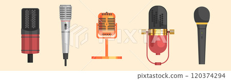 Different Microphones as Speaking Vocal Tool Vector Set 120374294