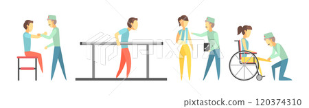 People Character at Physiotherapy and Rehabilitation Session Vector Set People Character at Physiotherapy and Rehabilitation Session Vector Set 120374310