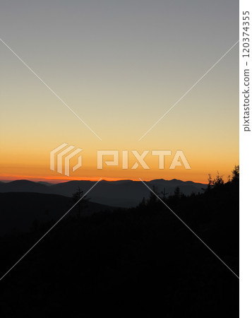 Amazing sunrise in the mountains 120374355