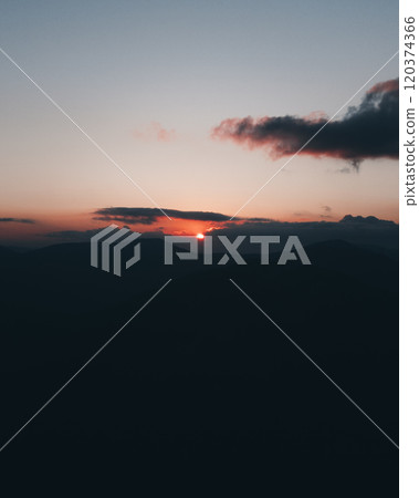 Amazing sunrise in the mountains 120374366