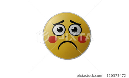 The yellow sticker shows a sad emotion 120375472