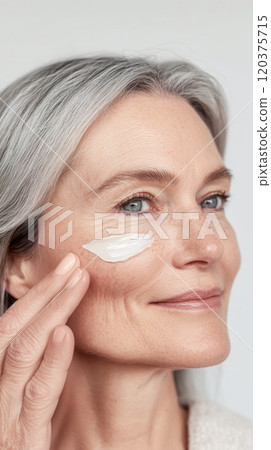 Radiant mature beauty: close-up skincare routine for healthy aging 120375715