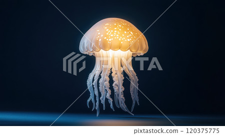 Studio shot of elegant jellyfish lamp glowing softly for interior design and decor 120375775