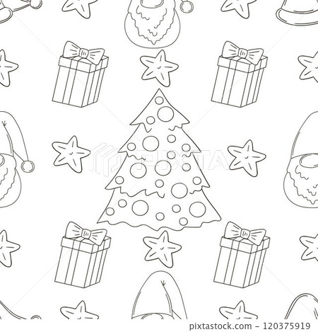 Christmas background. Coloring pattern in hand draw style Christmas background. Coloring pattern in hand draw style 120375919
