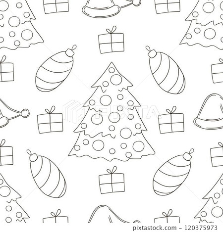 Christmas background. Coloring pattern in hand draw style Christmas background. Coloring pattern in hand draw style 120375973