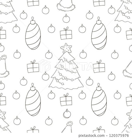 Christmas background. Coloring pattern in hand draw style Christmas background. Coloring pattern in hand draw style 120375976