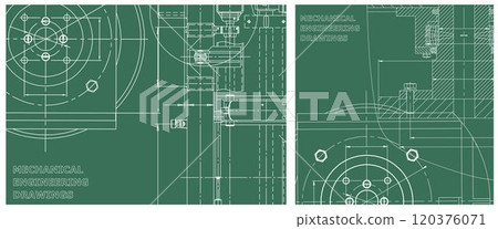 Blueprint illustration set. Engine line drawing Blueprint illustration set. Engine line drawing 120376071