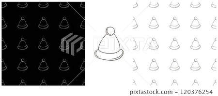 New Year. Set Monochrome pattern in hand draw style New Year. Set Monochrome pattern in hand draw style 120376254