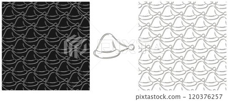 New Year. Set Monochrome pattern in hand draw style 120376257