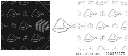 New Year. Set Monochrome pattern in hand draw style 120376275