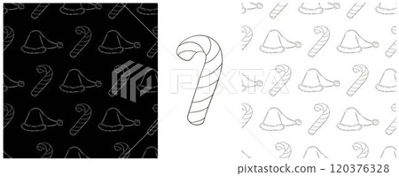 New Year. Set Monochrome pattern in hand draw style 120376328