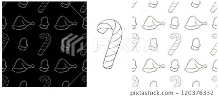 New Year. Set Monochrome pattern in hand draw style 120376332