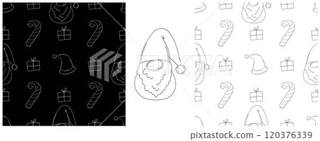 New Year. Set Monochrome pattern in hand draw style New Year. Set Monochrome pattern in hand draw style 120376339