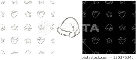 New Year. Set Monochrome pattern in hand draw style 120376343